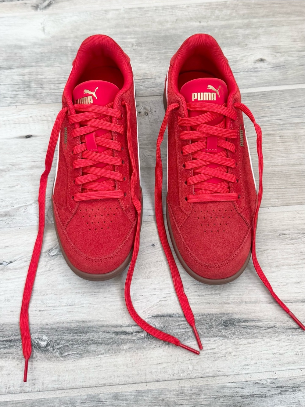 Puma Club II Era Red White Gold Suede Sneakers
